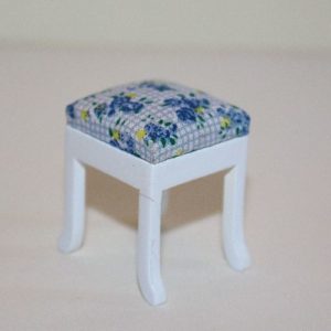 White and Blue Floral Stool