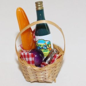 Picnic Basket with Food and Wine