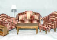 Red and white striped lounge suite