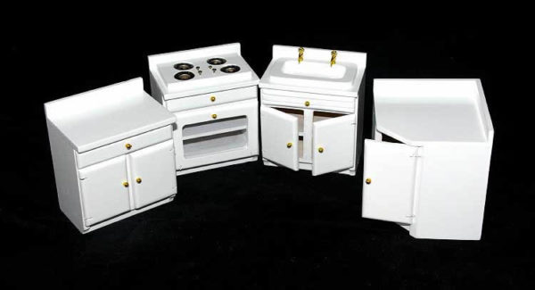 Kitchen set, white, 4 piece