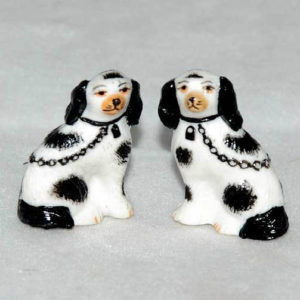 Miniature Staffordshire dogs, black and white