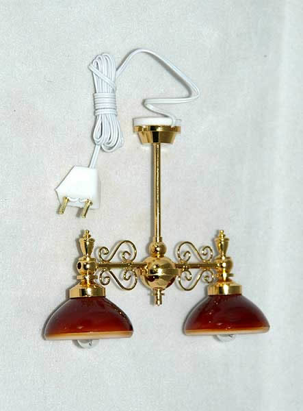 Pendant light with red shades