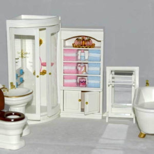 Bathroom fittings, cream, 7 piece