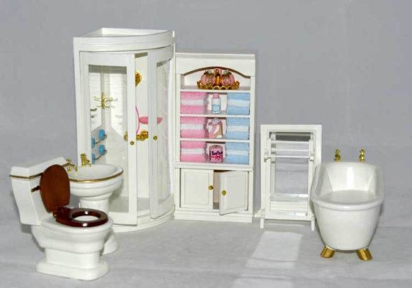 Bathroom fittings, cream, 7 piece