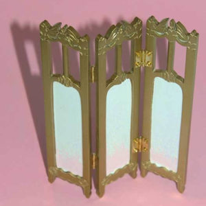 Folding screen, white with gold frame