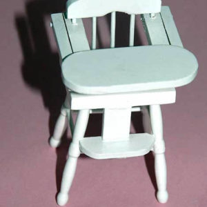Highchair, white with lifting table top with pink trim