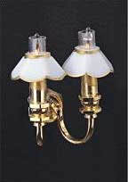 Double sconce white and gold shade