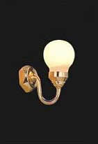 White globe sconce, curved arm