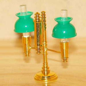 Lamp  gold with  double shades green
