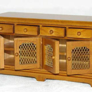 Walnnut cabinet with 4 opening drawers and doors