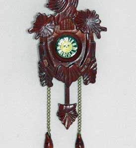 Mahogany wall clock with bird carving