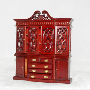 Mahogany wall cabinet with fancy  fretwork