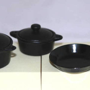 Black casserole and frypan set
