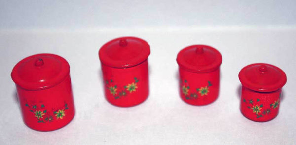 Canisters, red set of 4