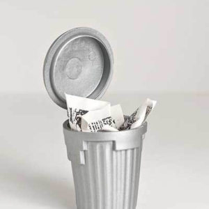 Silver trash can