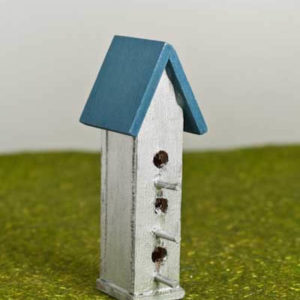 Bird house with blue roof