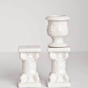 Set of 2  porcelain short corinthian columns