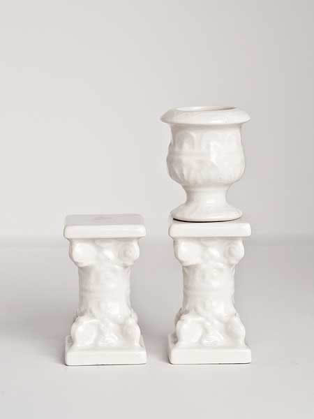 Set of 2  porcelain short corinthian columns