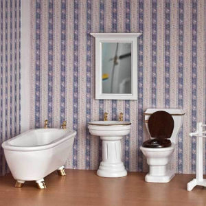 5 piece white bathroom set