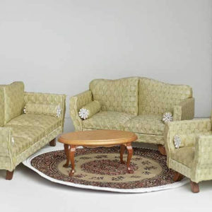 4 piece brocade pale lemon lime sofa set