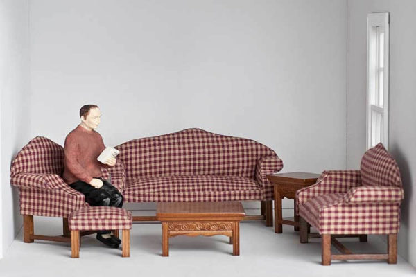 6 piece burgundy checkered sofa set