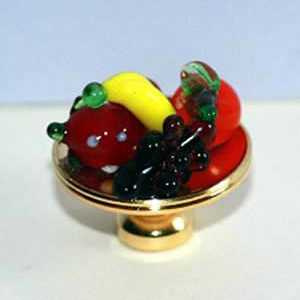Brass dish with glass fruit