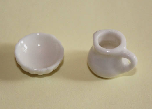 White china bowl and jug