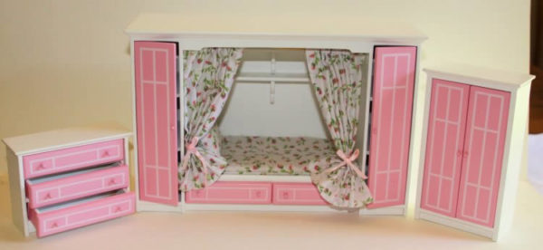 Bedroom, built in, pink and white