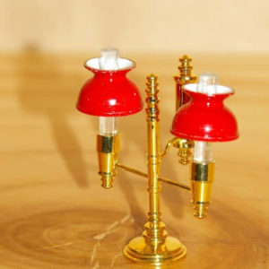 Red shaded double lamp