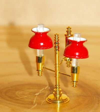 Red shaded double lamp