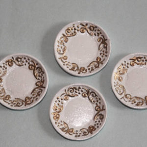 Plates, gold trim, set of four