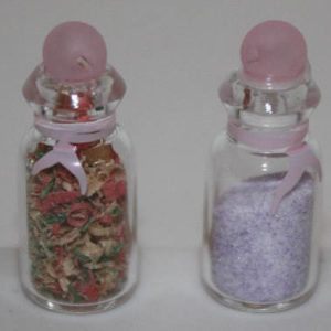 Bathroom jars with contents