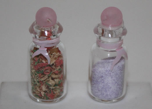 Bathroom jars with contents