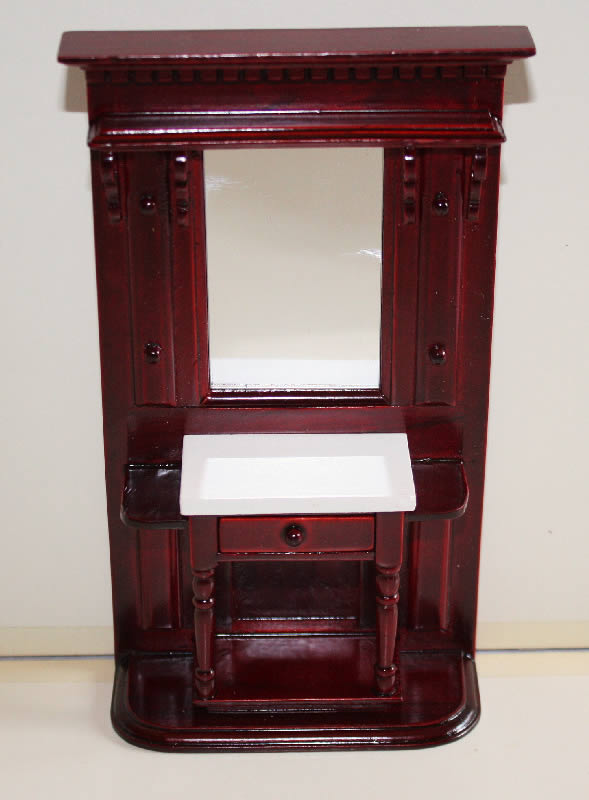 Mahogany hall stand with white top