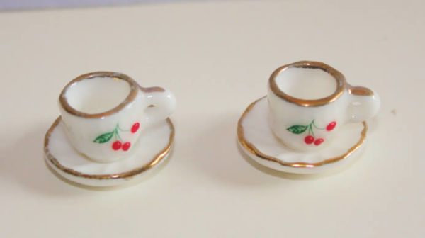White china cups and saucers