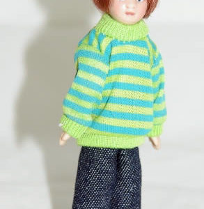 Boy  blue and white  striped jumper/ blue jeans ( colour change)