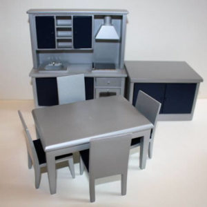 Silver and blue 7 pce kitchen set