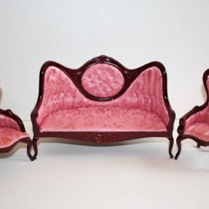 Mahogany 3pce pink Victorian lounge