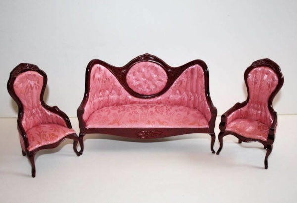 Mahogany 3pce pink Victorian lounge