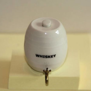 White china whisky barrel with tap