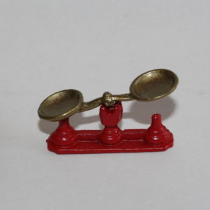 Red and gold metal kitchen scales