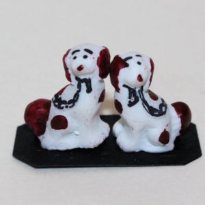 Pair Mini Staffordshire dogs -