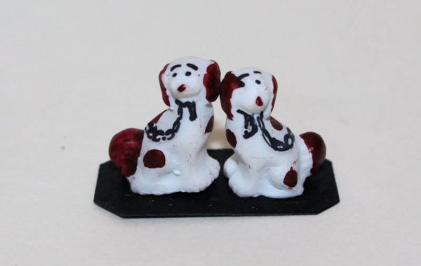 Pair Mini Staffordshire dogs -