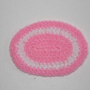 Mat, hand crocheted, pink