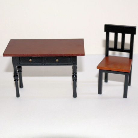 Dark Walnut Black Table And Chair The Doll House